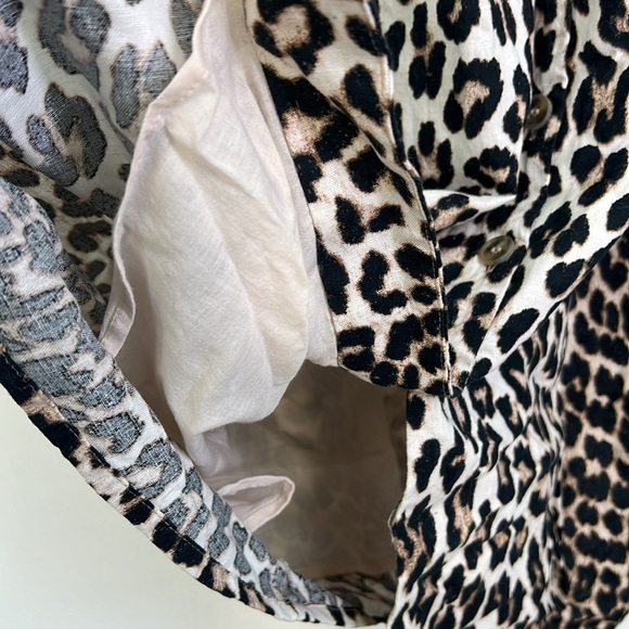 H&M - Linen Blend Cheetah Print Button Down Spaghetti Strap Lined Midi Dress M - Picture 6 of 11